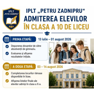 Admiterea elevilor în clasa a X-a de liceu